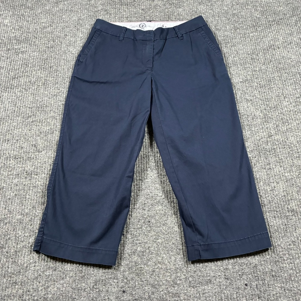 IZOD Saltwater Chino Womens Capri Pants Size 4R Blue Flat Front‎ Low Rise